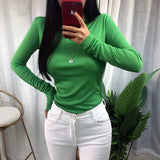 Women Long Sleeve Shirt Crew Neck
