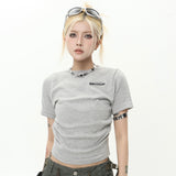 Women Sweater Short-Sleeved Knitted T-shirt Girls' Ins Embroidered Short Summer Top