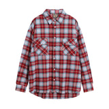 Men Long Sleeved T Shirt Spring and Autumn Plaid Shirt Coat Men's Loose Casual Long Sleeves Shirt