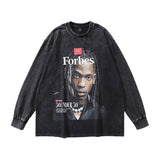Men Long Sleeve Shirt Washed Long Sleeve Bottoming T-shirt Men and Women Ins