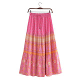Women Skirt Vintage Flower Print Loose Skirt Long Skirt