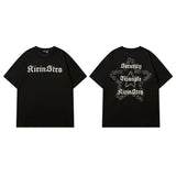 Men T Shirt Five-Pointed Star Letter Print Couple Half Sleeve T-shirt Vintage Distressed Short Sleeve
