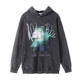 Men Hoodie Star Poster Figure Head Portrait Hooded Sweater Washed Distressed Hip Hop Loose Worn Pullover Hoodie