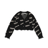 Women Sweater Knitted Cardigan Women's Spring and Autumn Distressed Frayed Sweater