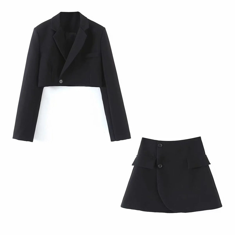 Women Skirt Ins Fashion Casual Suit Women's High Waist Pocket Skirt