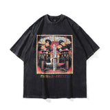 Men T Shirt Street Retro Portrait Printing Loose Short Sleeve T-shirt for Men and Women