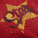 Men Hoodie Sequin Embroidery Five-Pointed Star Hooded Sweater