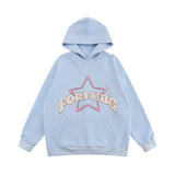Men Hoodie Five-Pointed Star Printed Hoodie Autumn and Winter Loose Top Vibe