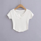 Women T-Shirt Slim V-neck Short Sleeve T-shirt