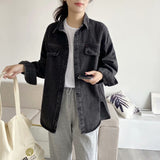 Women T-shirt Denim Shirt Women's Autumn Loose All-Matching Long Sleeve