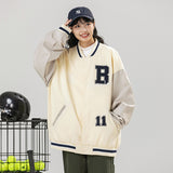 Varsity Jacket Vintage Embroidered Baseball Uniform Men's and Women's Baggy Coat Men's Color Matching Couple Jacket