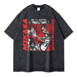 Mikasa Ackerman T Shirts Vintage Washed Anime Attack