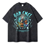 Portgas D Ace T-shirts Vintage Washed Anime T Shirt Luffy