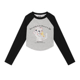 Women Long Sleeve T-shirt Multicolor Printing Long Sleeve T-shirt Girls Autumn Crew Neck
