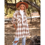 Plaid Trench Coat Fashion Plaid Printed Long Woolen Coat Women