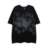 Men T Shirt Retro Alphabet Hip Hop Short Sleeve T-shirt Men and Women