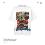 American vintage street T-shirt pure cotton retro men's and women's summer loose