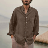 Men Shirt Loose Long Sleeve Lapel Shirt Coat Men