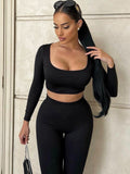 Women Jumpsuit Autumn Long Sleeve U-Neck Slim Fit Fashion