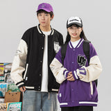 Varsity Jacket Vintage Baseball Uniform Men's Autumn and Winter PU Leather Stitching Embroidery Couple Wear