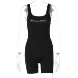 Women Jumpsuit Summer Fashion Street Shooting Letter Print Slim Shoulder Strap Jumpsuit