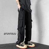 Men Sweatpants Overalls Men's Summer Straight Wide-Leg Pants