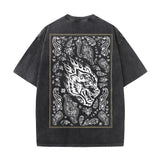 DARC WOLVES Hip Hop Washed Black T-Shirt Streetwear