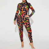 Women Jumpsuit Summer Vintage Printed Tight Jumpsuit