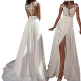 Slutty Wedding Dress Sexy Lace Split Evening Long Dress