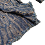 Kapital Jack Kapital Vintage Hitian Hehong Feather Jacquard Tassel Cotton Lapel Denim Jacket Casual Coat