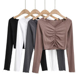Women T-shirt Short-Sleeved T-shirt Women's Autumn High Waist Top