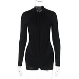 Women Jumpsuit Women's Winter Fashion Solid Color Slim Fit Long Sleeves Jumpsuit