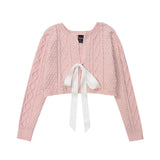 Women Sweater Short Sweater Girls Autumn Casual Twist Long Sleeve