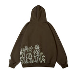 Men Hoodie Line Figure Printed Hoodie Loose Autumn and Winter Pullover Hoodie