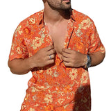 Men Shirt Summer Men's Casual Shirt Loose Printed Short Sleeve