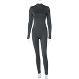 Women Jumpsuit Winter Fashion Slim-Fit Zipper Long Sleeve Jumpsuit
