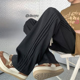 Men Sweatpants Men's Summer Pleated Loose Straight Casual Trousers