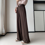 Palazzo Pants Straight Casual Suit Pants Women's Solid Color High Waist Wide Leg Pants Long