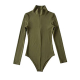 Women T-Shirt High Collar Half Zipper Stretch Slim Fit Long-Sleeved T-shirt