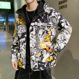 Graffiti Bomber Jacket Men's Spring and Autumn Hooded Jacket