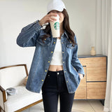 Women T-shirt Denim Shirt Women's Spring and Autumn Loose Casual Top Coat