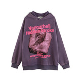 Men Hoodie Retro Figure Statue Printed Sweater Washed Pullover Hoodie