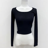 Women Long Sleeve Shirt Short round Neck Top Women's Long Sleeve
