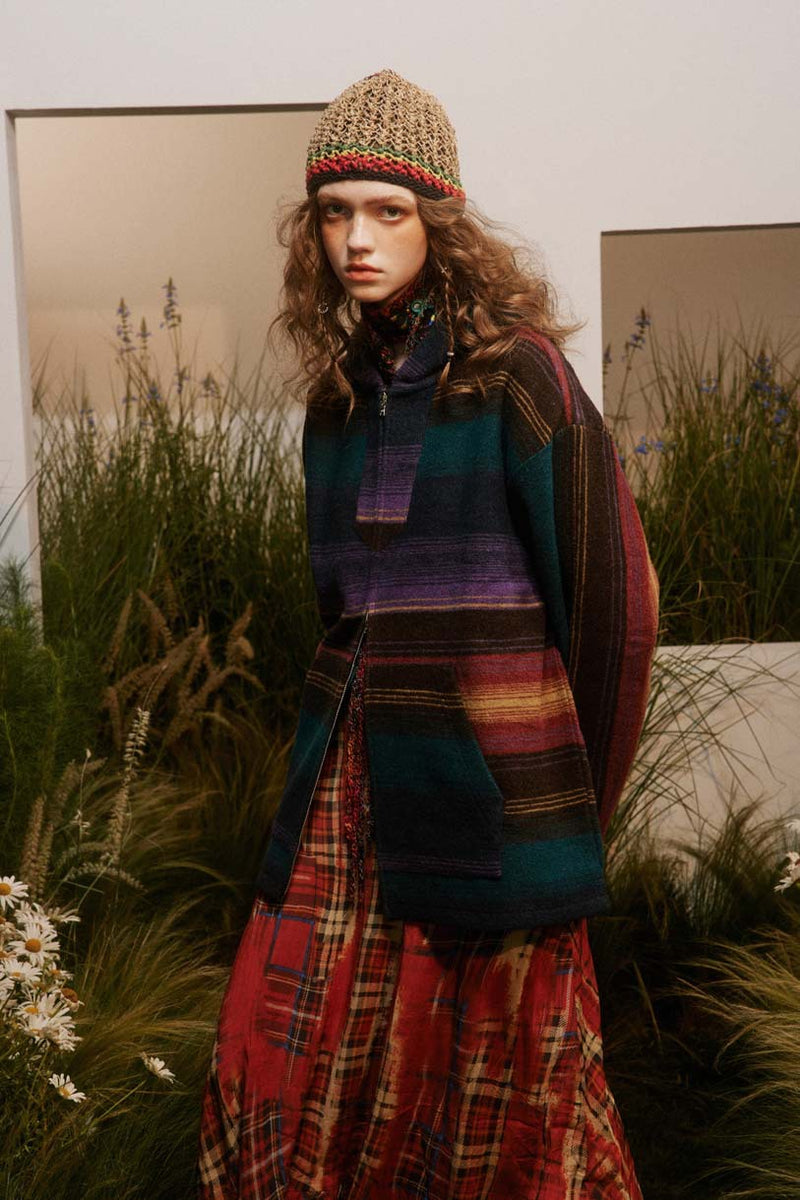 Unisex Jacket Autumn Striped Hooded Coat Women's Clothing
