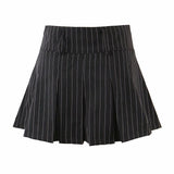 Women Skirt Retro College Style Striped Skirt Ins