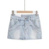 Women Skirt Summer Vintage High Waist Denim Skirt