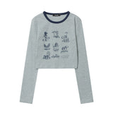 Women Long Sleeve T-Shirt Printed Short-Sleeved T-shirt Women's Spring and Autumn Casual