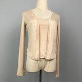 Women Long Sleeve Shirt Autumn Vest Waist Trimming Spaghetti Straps Long Sleeve Cardigan Jacket