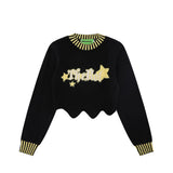 Women Sweater Short Sweater for Girls Autumn Crew Neck Casual Long Sleeve Sweater