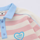 Men Hoodie Striped Stitching Lapel Sweater Loose Contrast Color Polo Shirt Long Sleeve Top